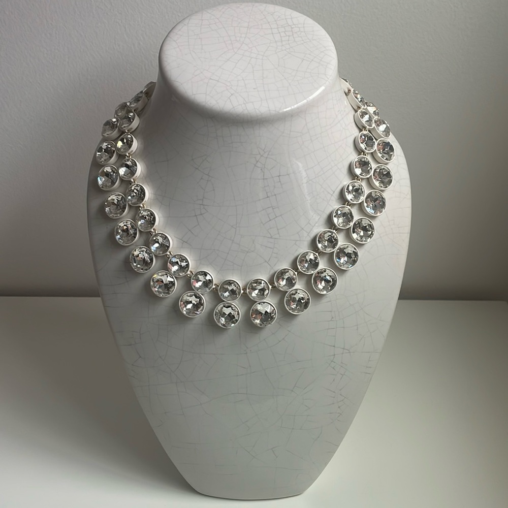 NWT J.Crew Sparkly Double-Drop Necklace in Crystal BQ558